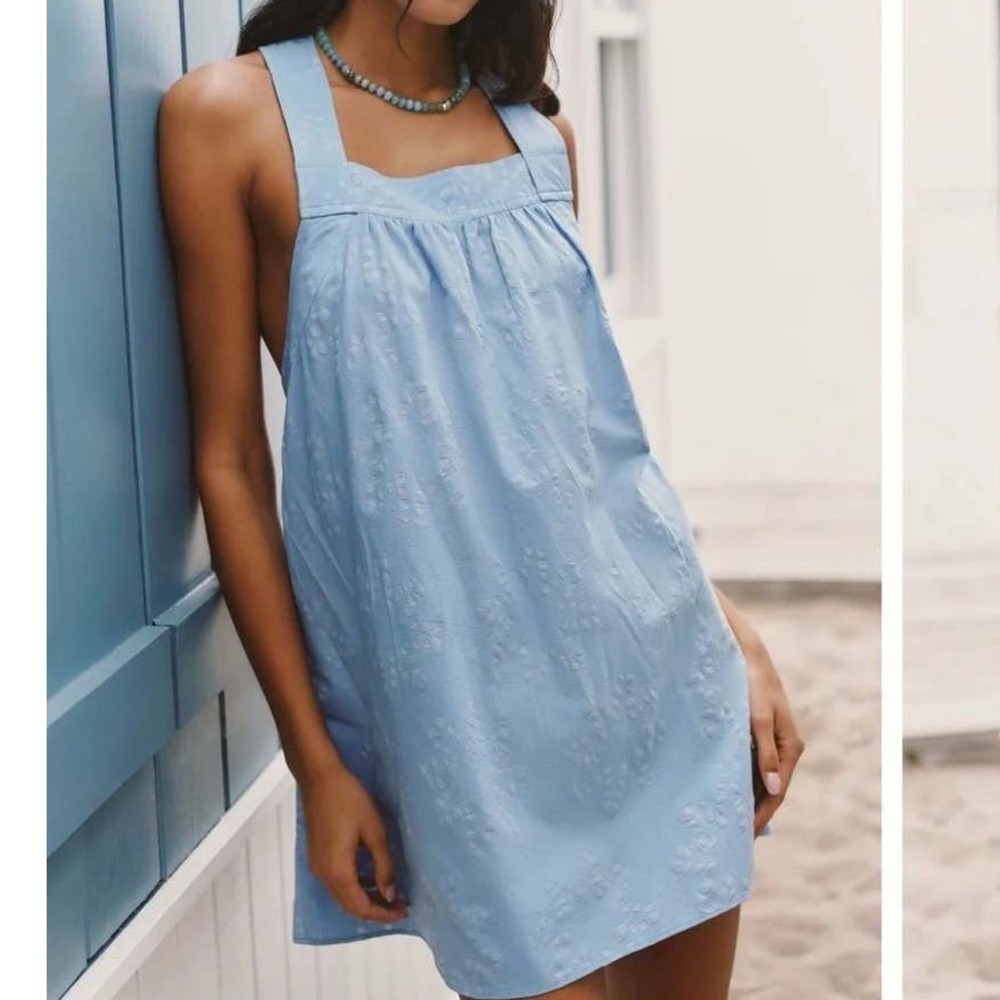 Anthropologie Celandine Ruffle Back Mini Dress Moonlight Size Medium New W/ Tags - Picture 5 of 10